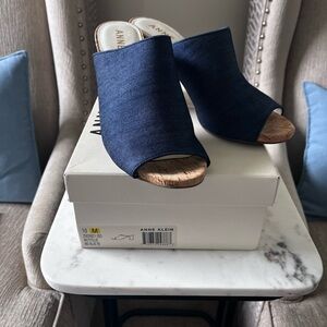 Anne Klein-Tilly Denim Open-Toe Mules